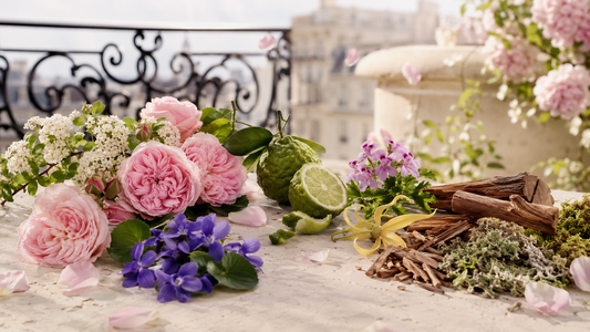 Parisienne Spring fragrance notes with rose, violet, geranium and soft woods