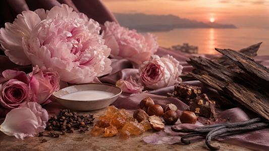 Velvet Peony and Oud fragrance notes with peonies, rose, vanilla and agarwood